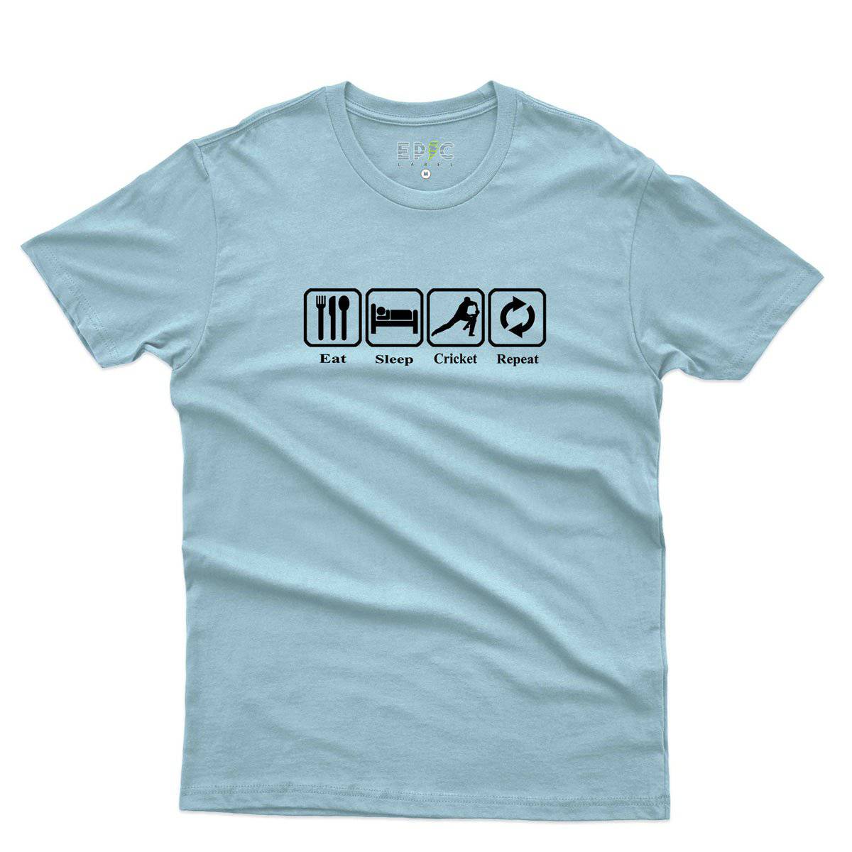 Epic Label Tshirt Eat Sleep Cricket Repeat T-Shirt Pour Homme