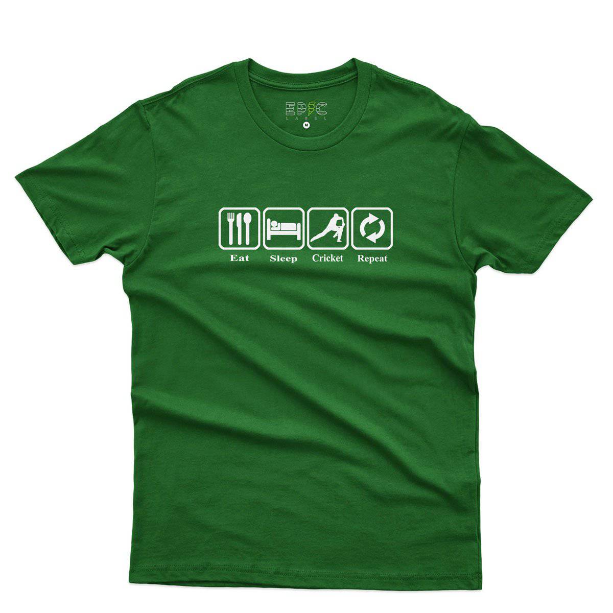 Epic Label Tshirt Eat Sleep Cricket Repeat T-Shirt Pour Homme