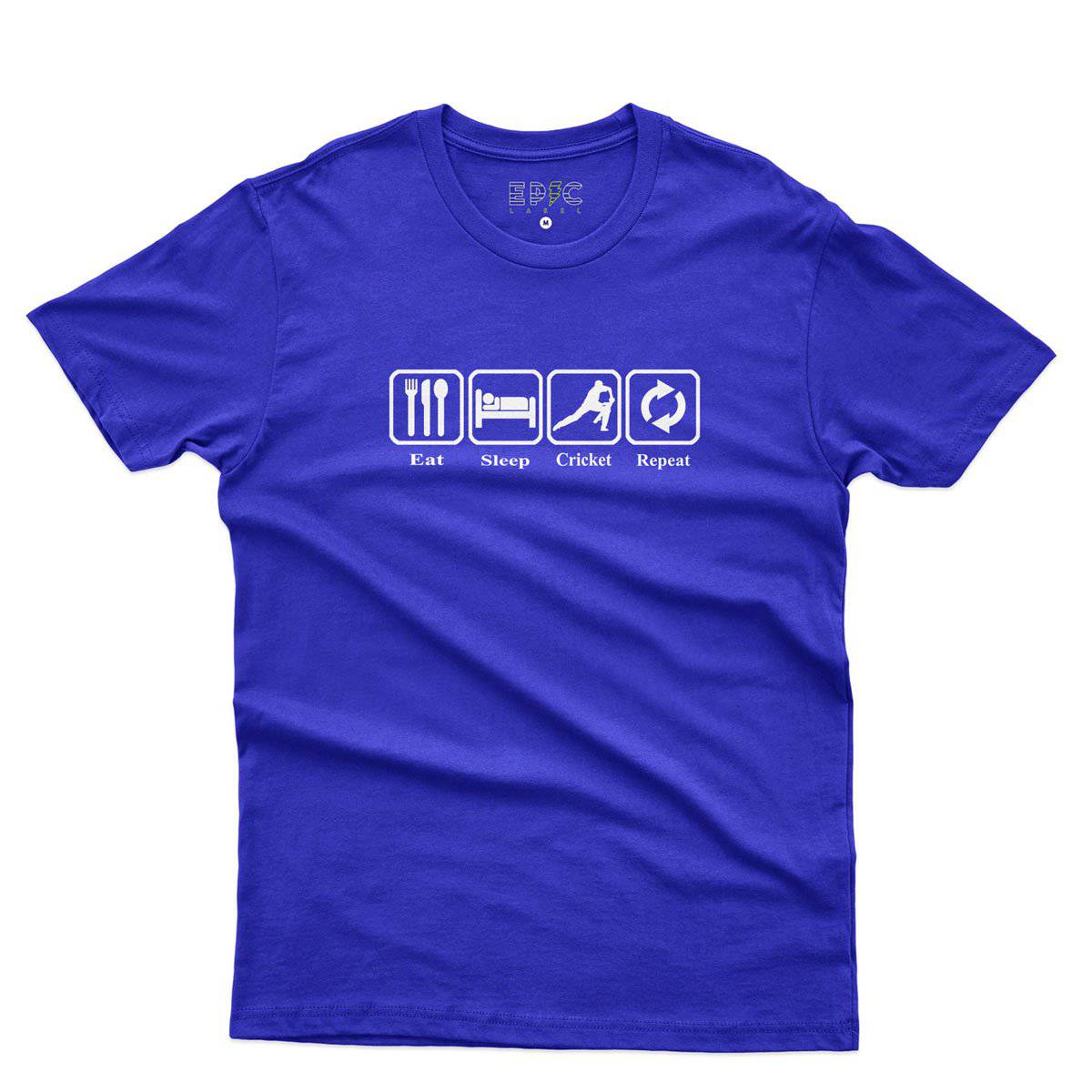Epic Label Tshirt Eat Sleep Cricket Repeat T-Shirt Pour Homme