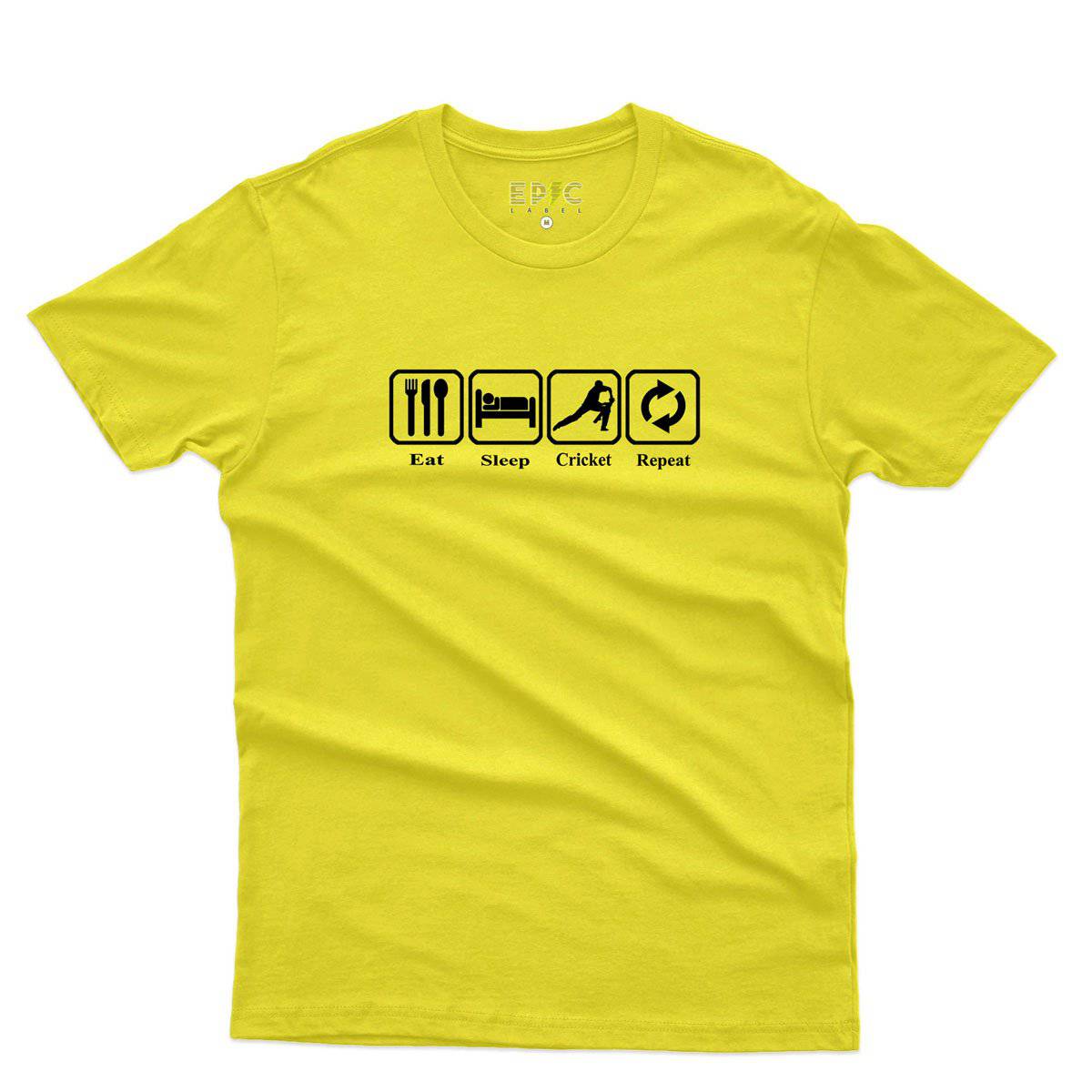 Epic Label Tshirt Eat Sleep Cricket Repeat T-Shirt Pour Homme