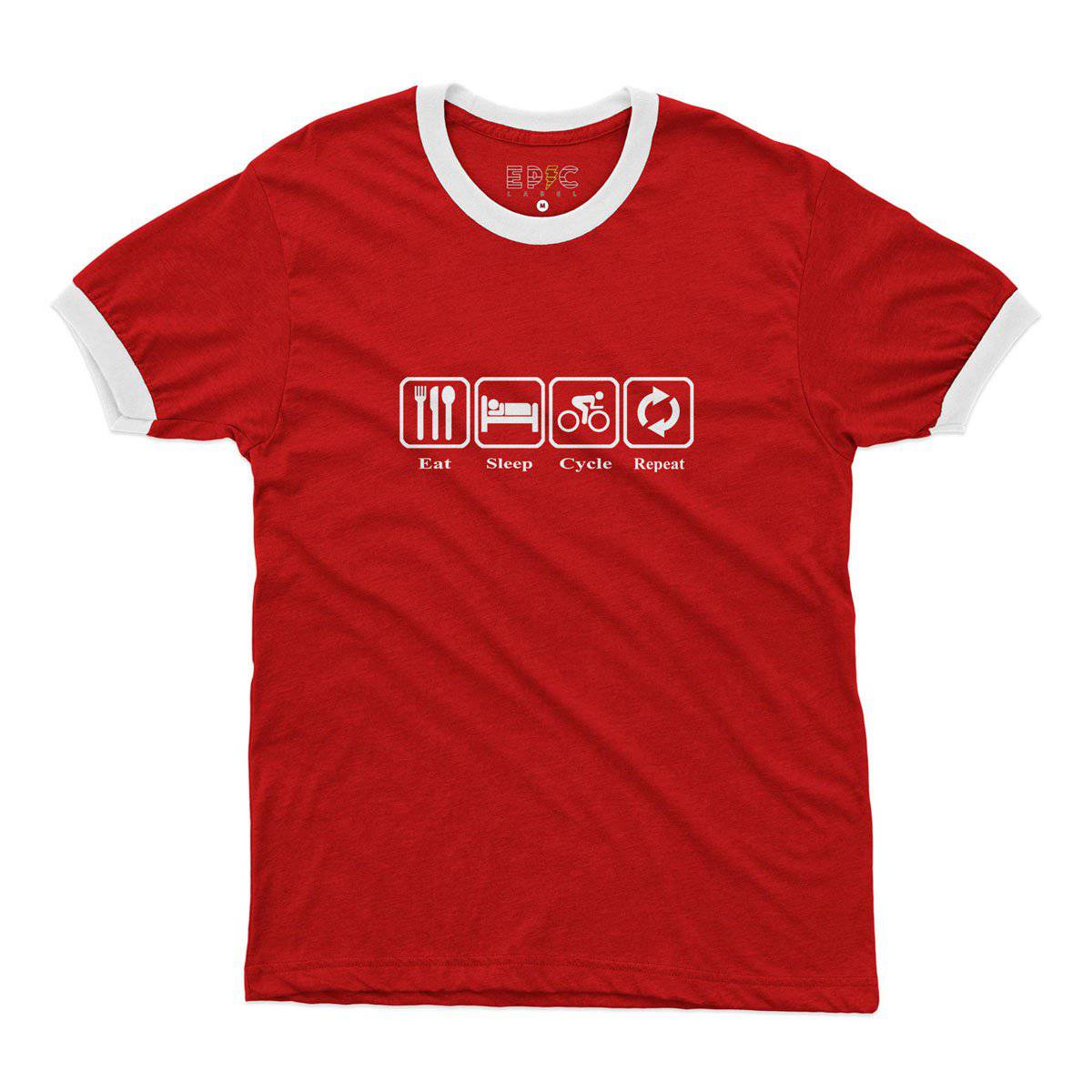 Epic Label Tshirt Eat Sleep Cycle Repeat Ringer T-Shirt Pour Homme
