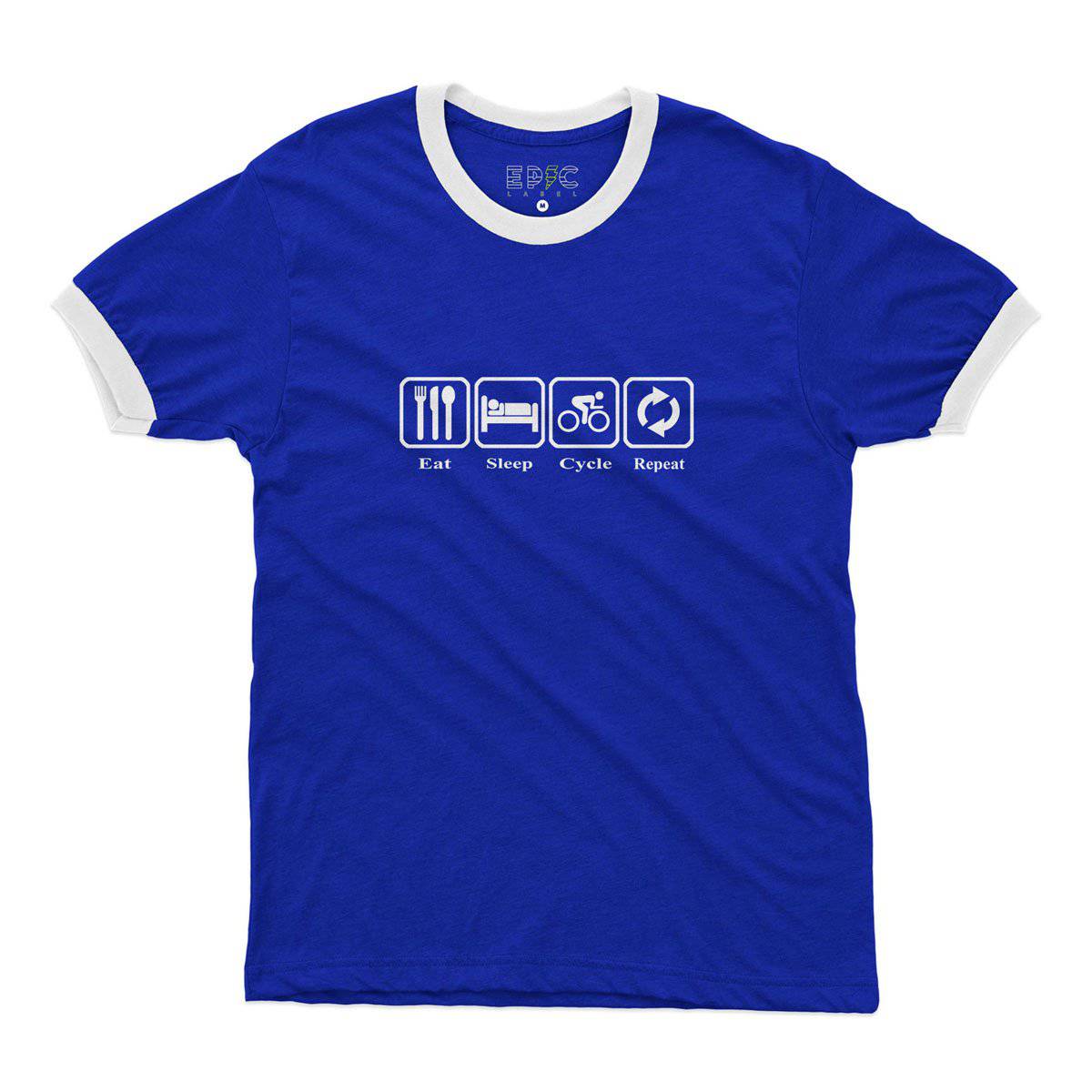 Epic Label Tshirt Eat Sleep Cycle Repeat Ringer T-Shirt Pour Homme