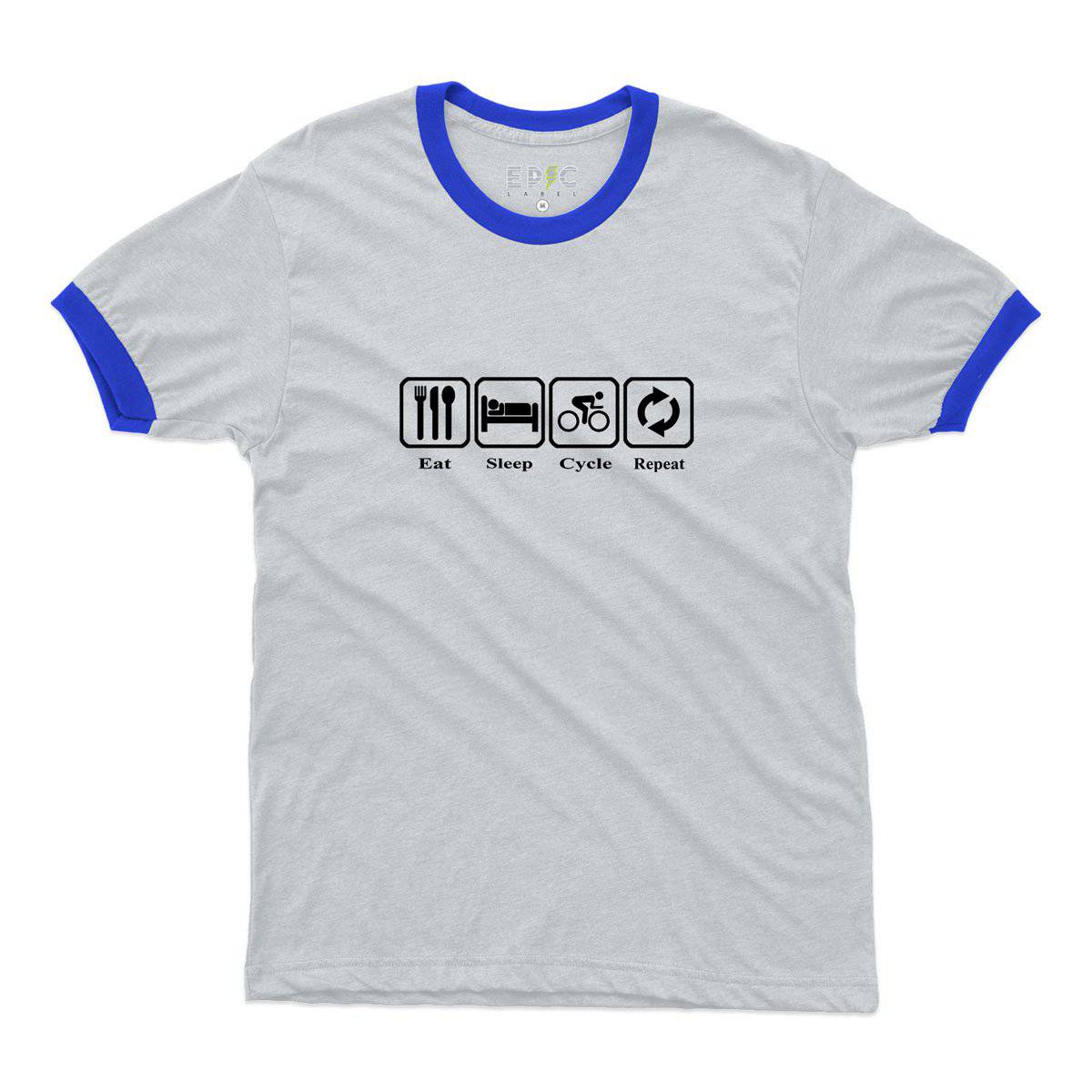 Epic Label Tshirt Eat Sleep Cycle Repeat Ringer T-Shirt Pour Homme