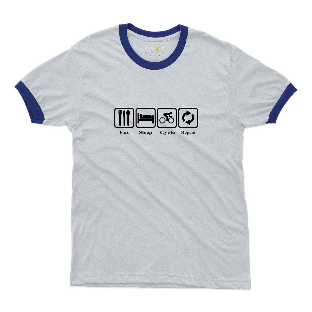 Epic Label Tshirt Eat Sleep Cycle Repeat Ringer T-Shirt Pour Homme