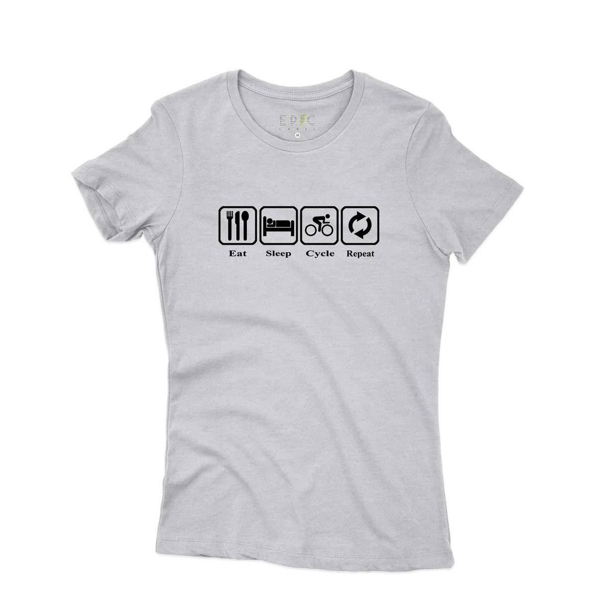 Epic Label Tshirt Eat Sleep Cycle Repeat T-Shirt Pour Femme