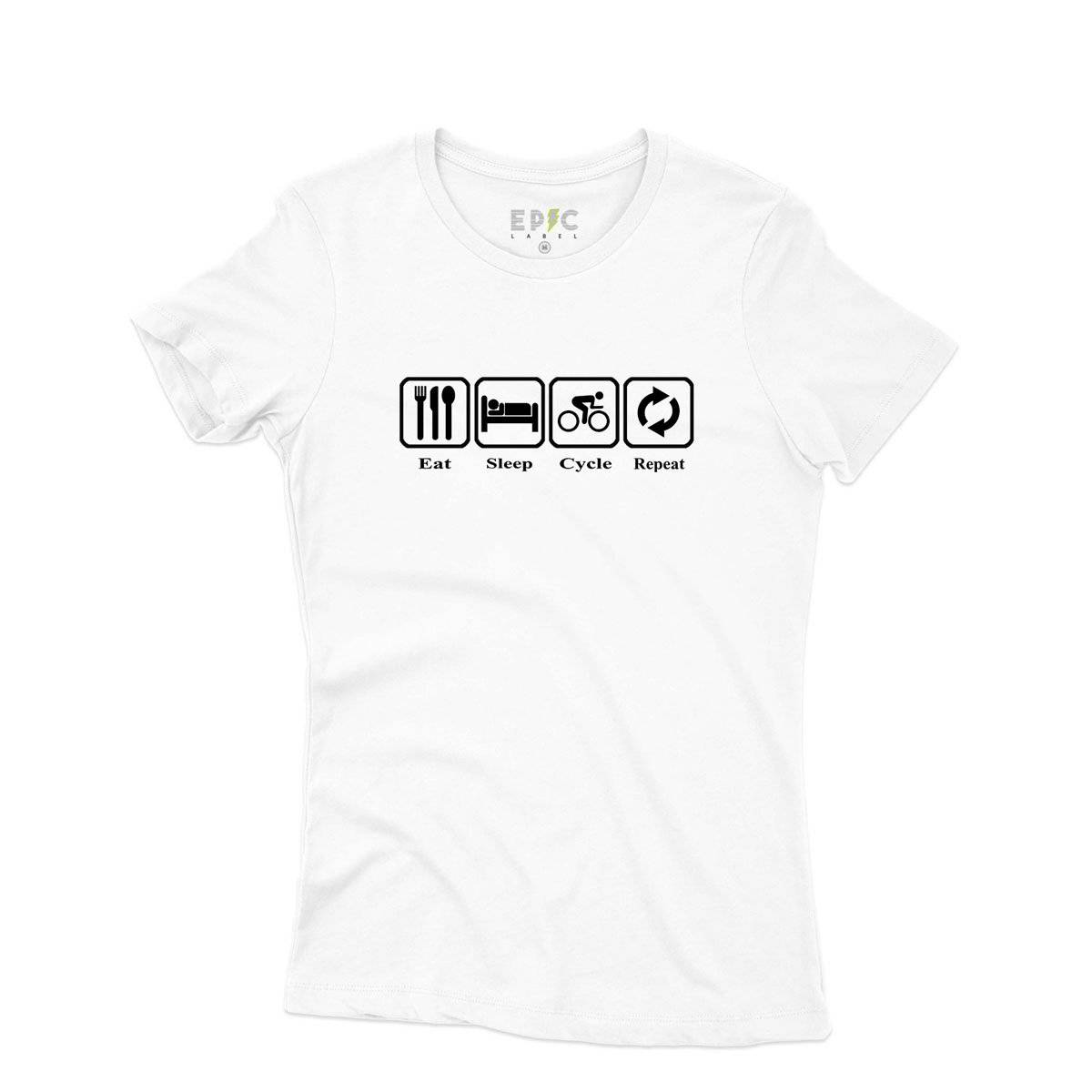 Epic Label Tshirt Eat Sleep Cycle Repeat T-Shirt Pour Femme