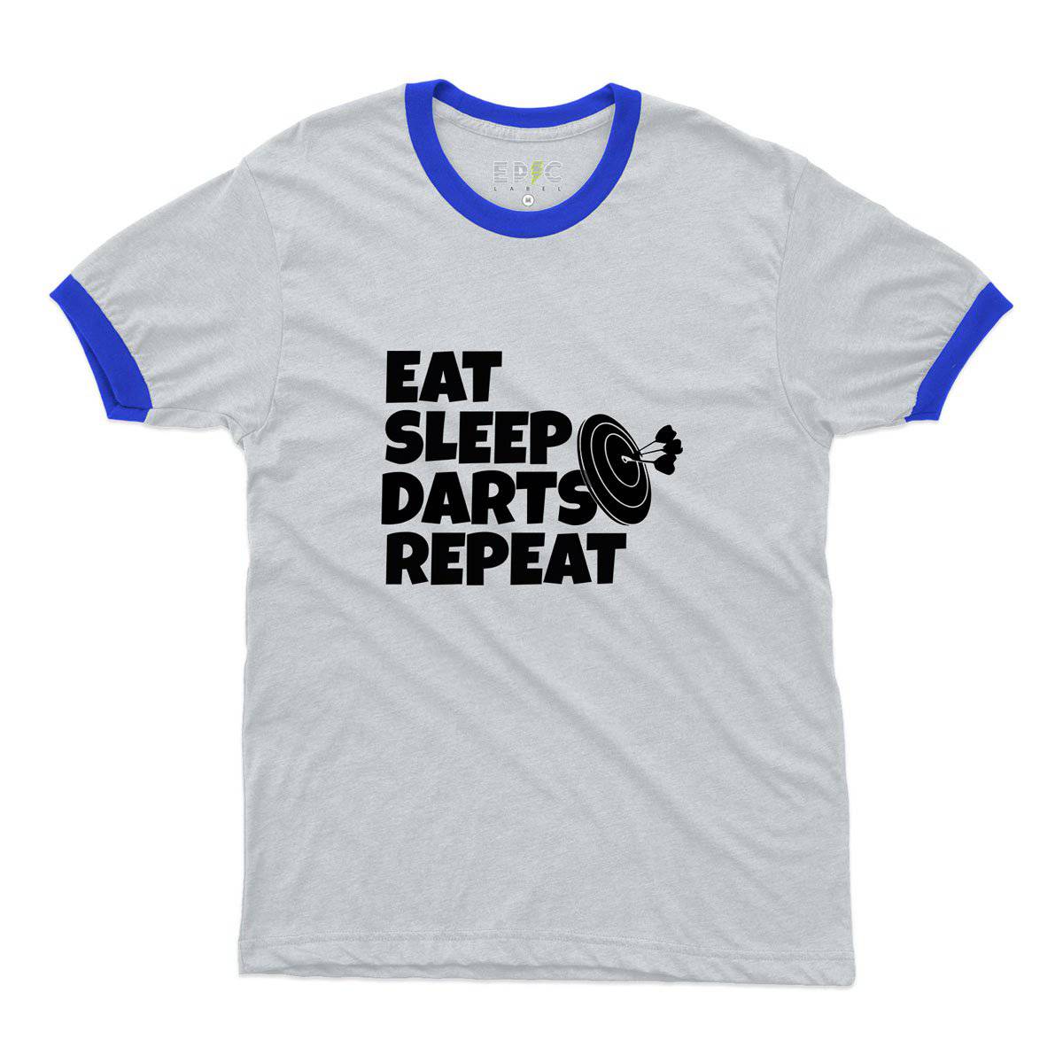 Epic Label Tshirt Eat Sleep Darts Repeat Ringer T-Shirt Pour Homme