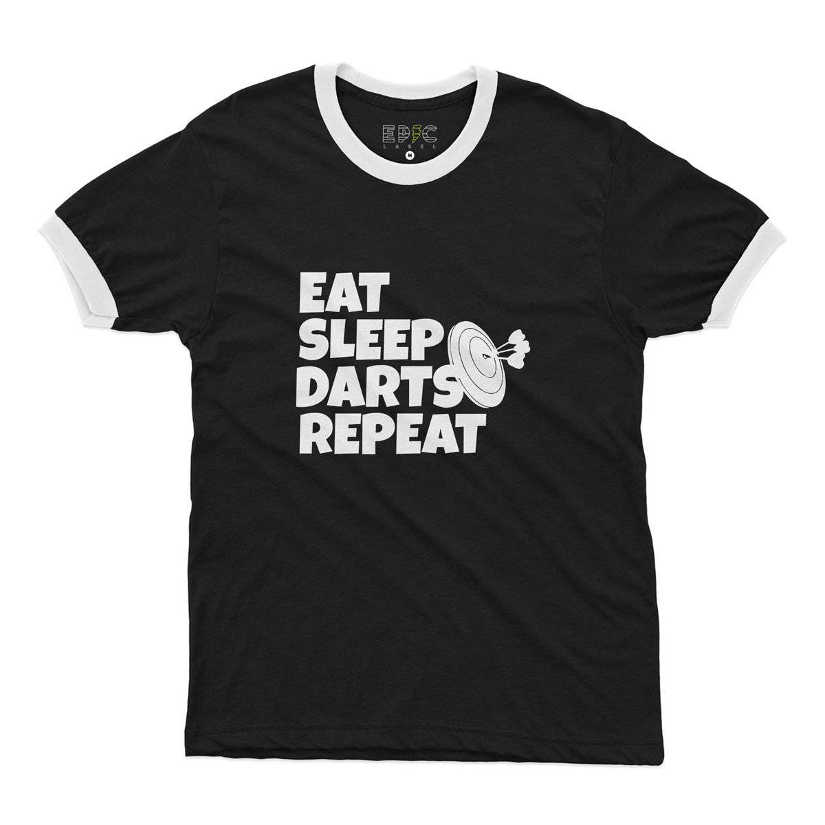 Epic Label Tshirt Eat Sleep Darts Repeat Ringer T-Shirt Pour Homme