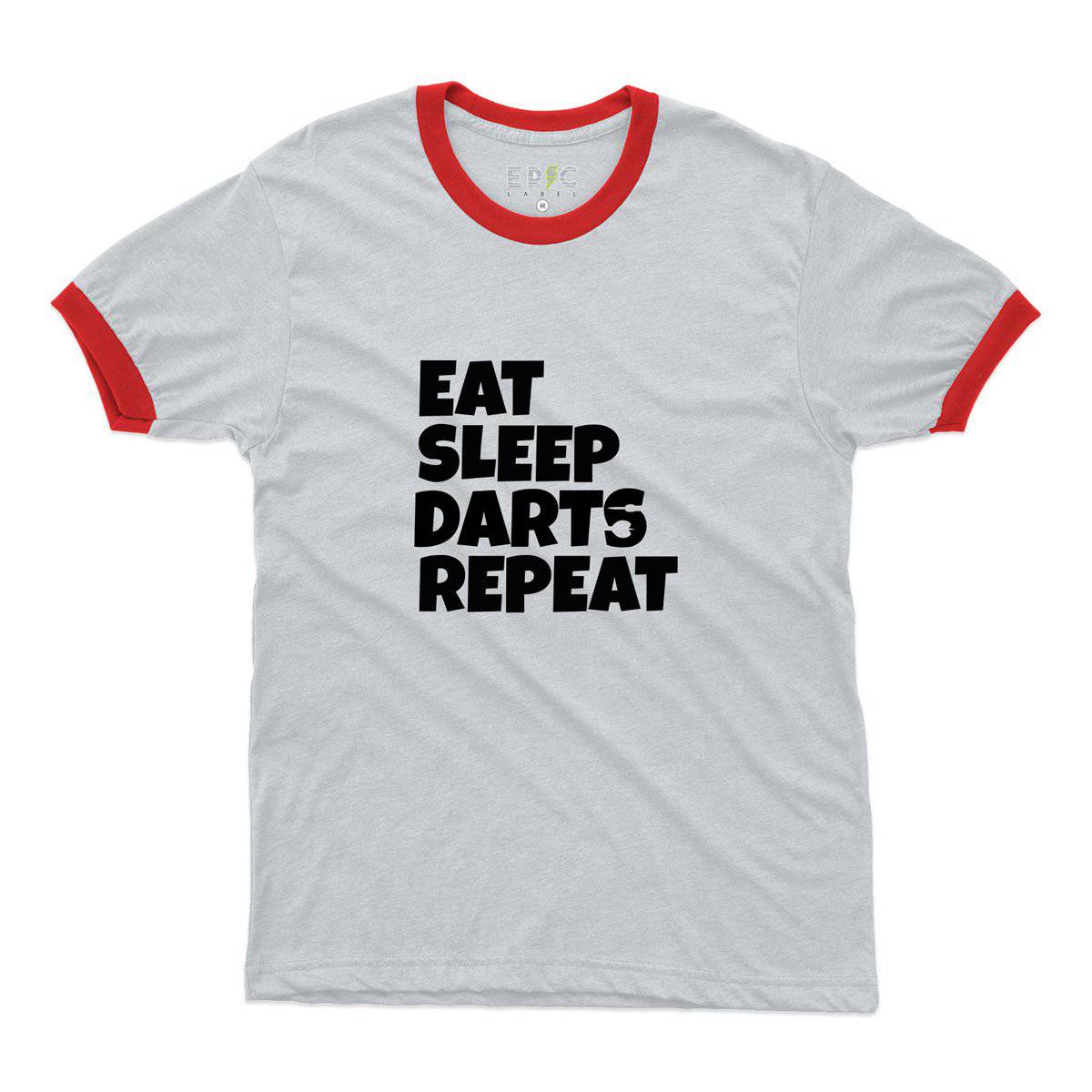 Epic Label Tshirt Eat Sleep Darts Repeat Ringer T-Shirt Pour Homme