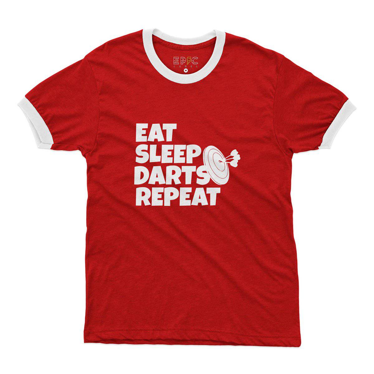 Epic Label Tshirt Eat Sleep Darts Repeat Ringer T-Shirt Pour Homme