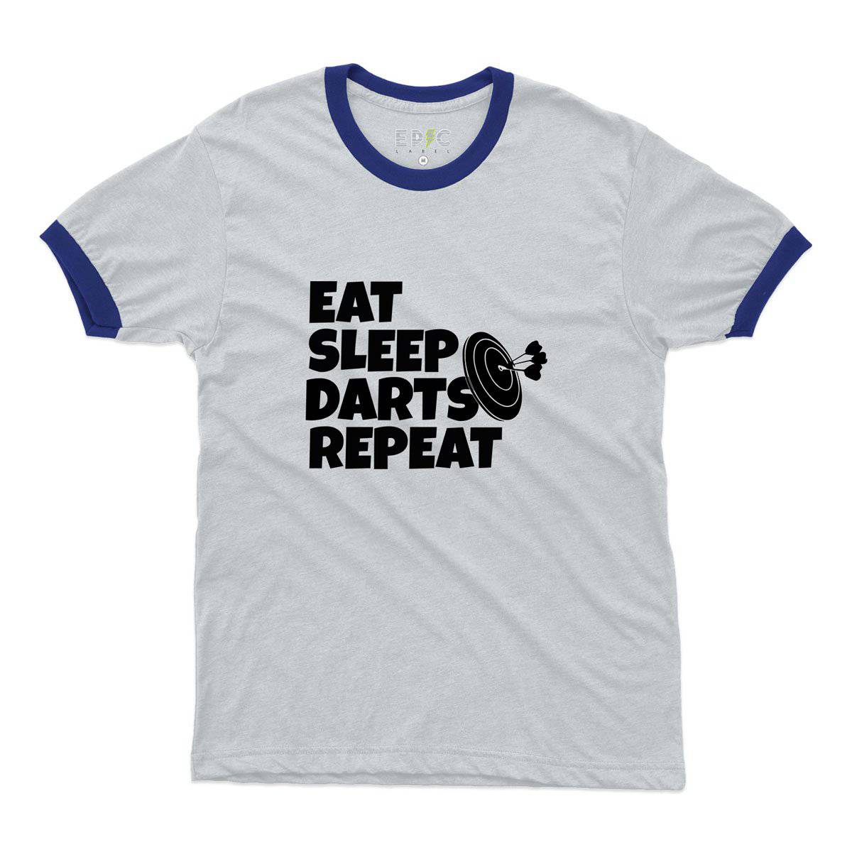 Epic Label Tshirt Eat Sleep Darts Repeat Ringer T-Shirt Pour Homme