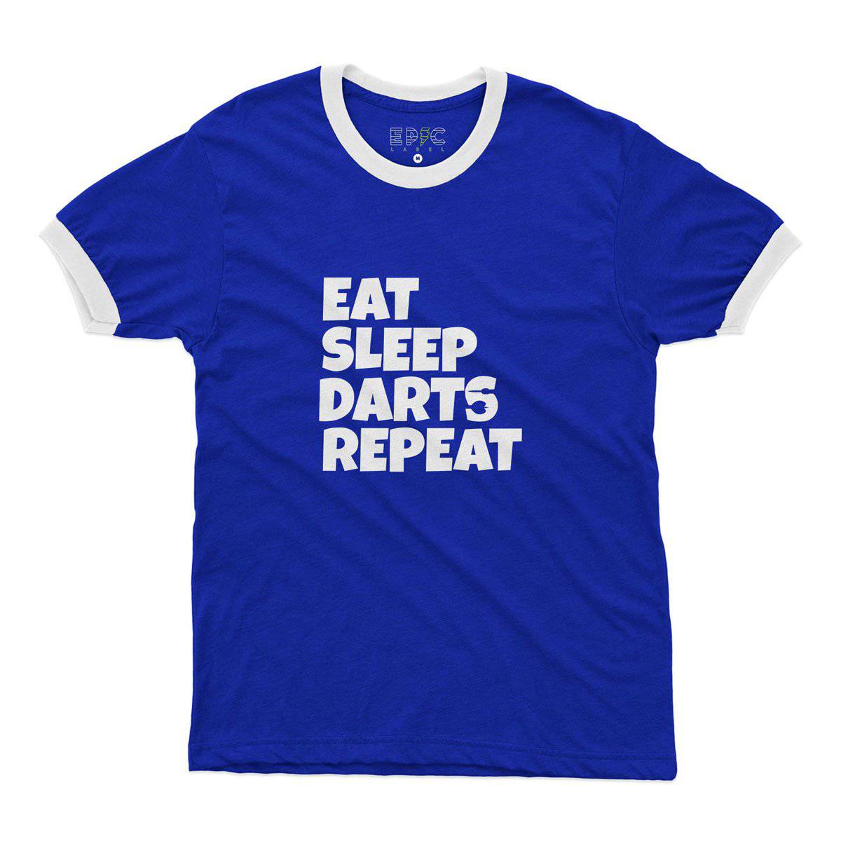 Epic Label Tshirt Eat Sleep Darts Repeat Ringer T-Shirt Pour Homme