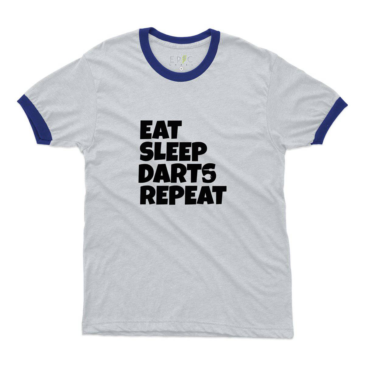 Epic Label Tshirt Eat Sleep Darts Repeat Ringer T-Shirt Pour Homme