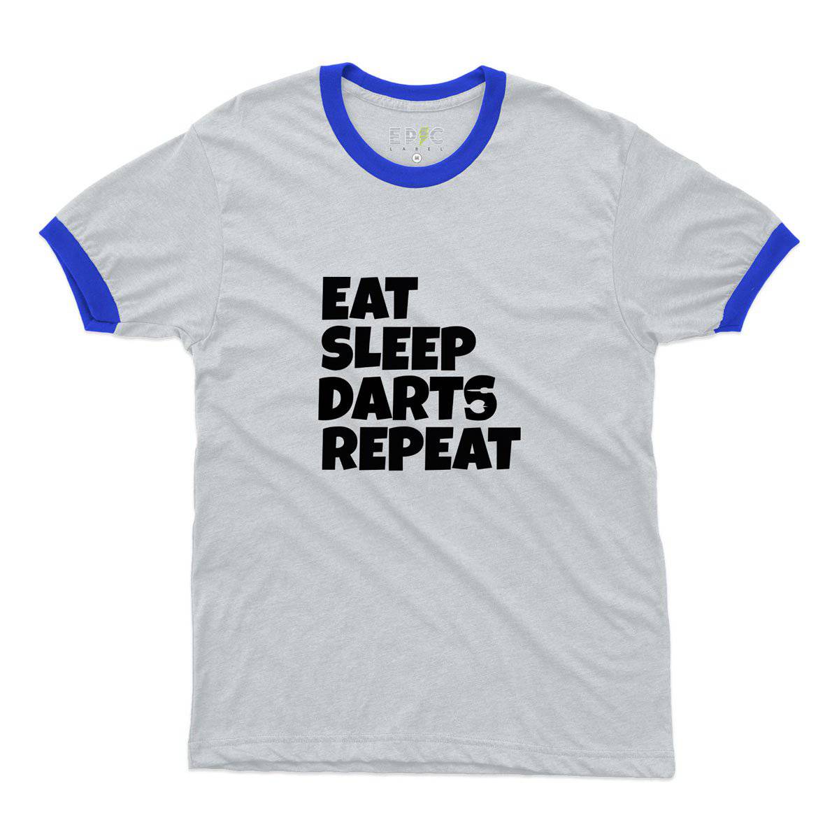Epic Label Tshirt Eat Sleep Darts Repeat Ringer T-Shirt Pour Homme