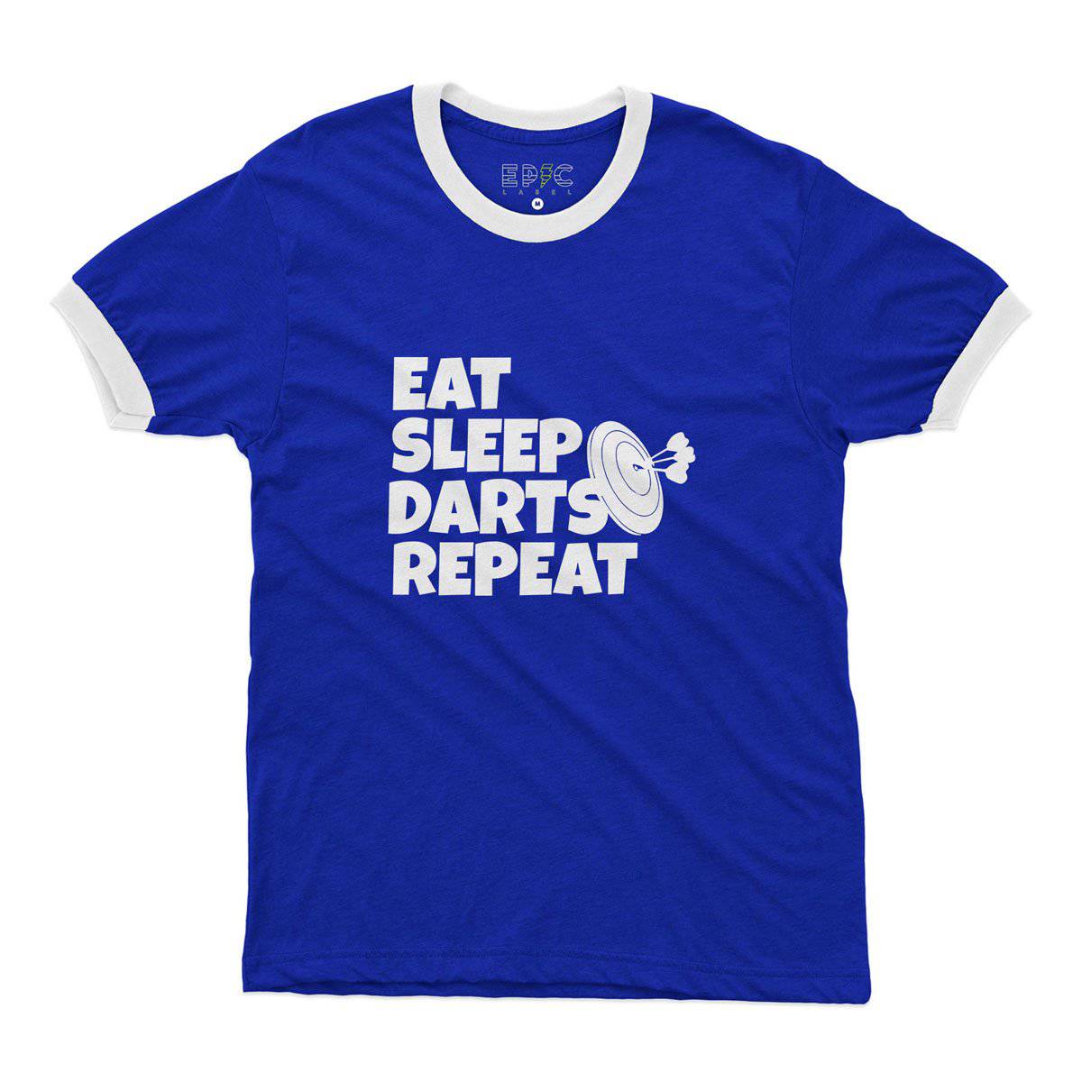 Epic Label Tshirt Eat Sleep Darts Repeat Ringer T-Shirt Pour Homme