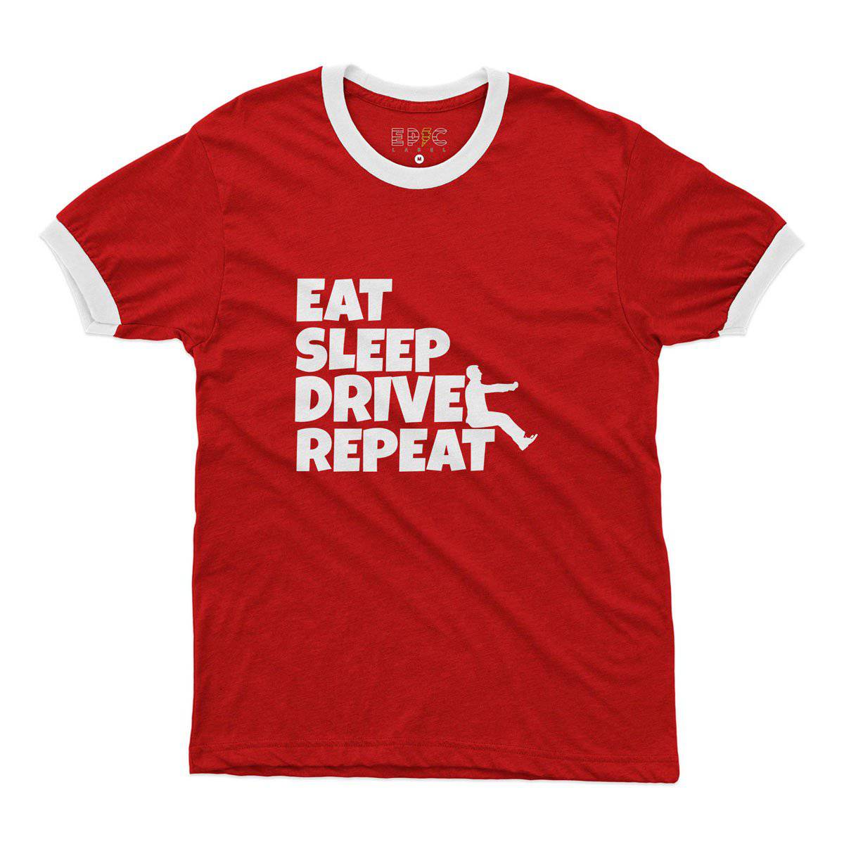 Epic Label Tshirt Eat Sleep Drive Repeat Ringer T-Shirt Pour Homme