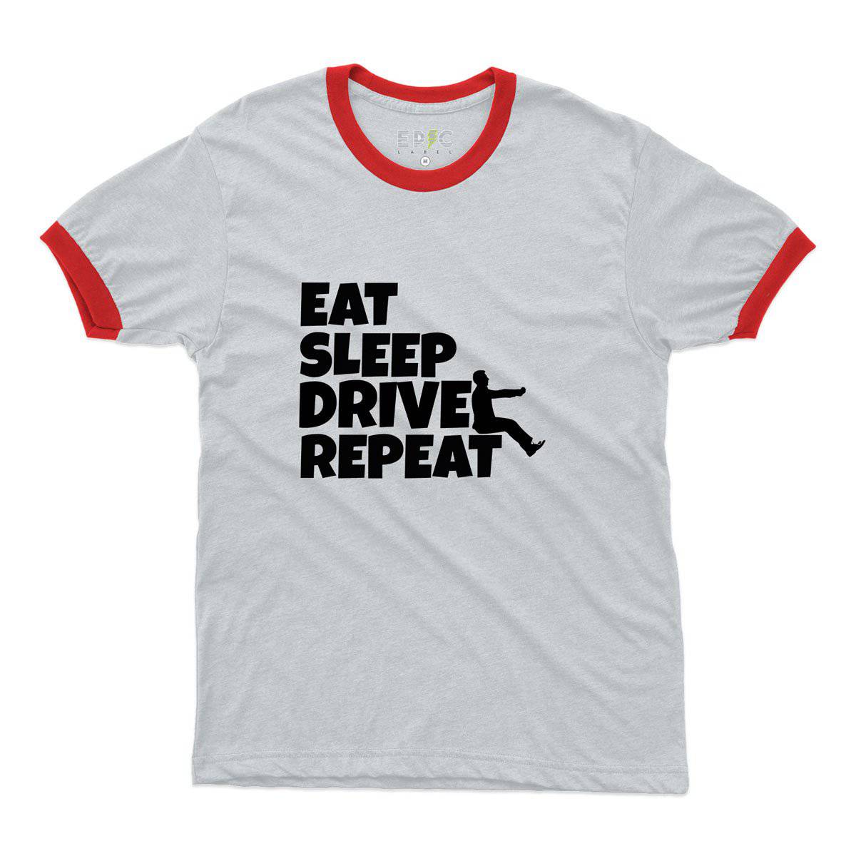 Epic Label Tshirt Eat Sleep Drive Repeat Ringer T-Shirt Pour Homme