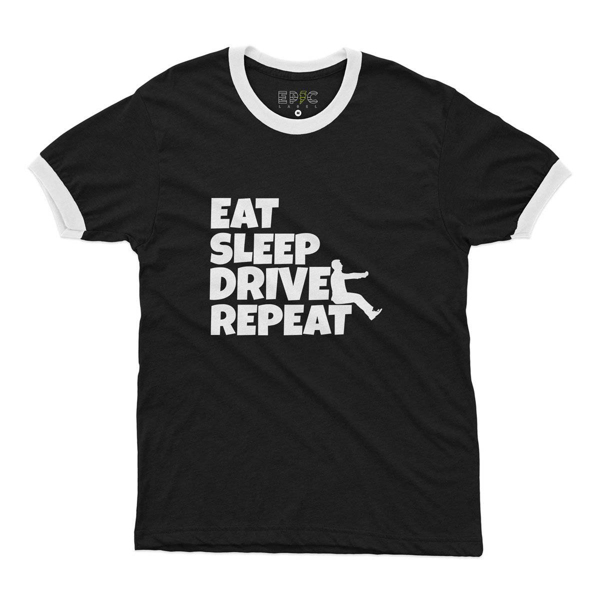 Epic Label Tshirt Eat Sleep Drive Repeat Ringer T-Shirt Pour Homme