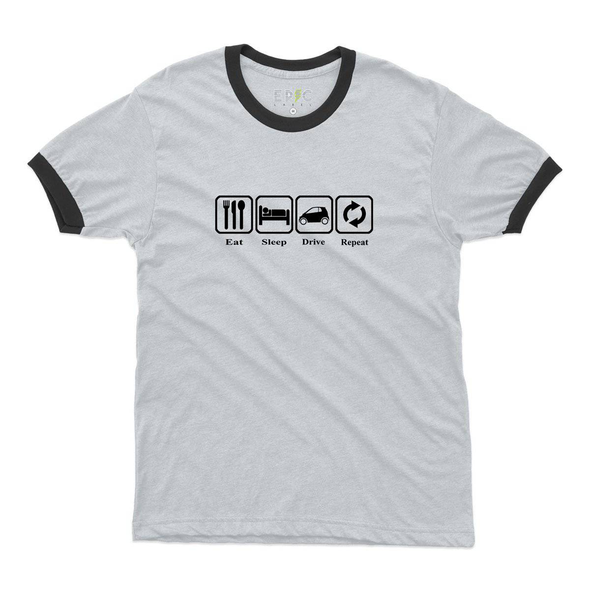 Epic Label Tshirt Eat Sleep Drive Repeat Ringer T-Shirt Pour Homme