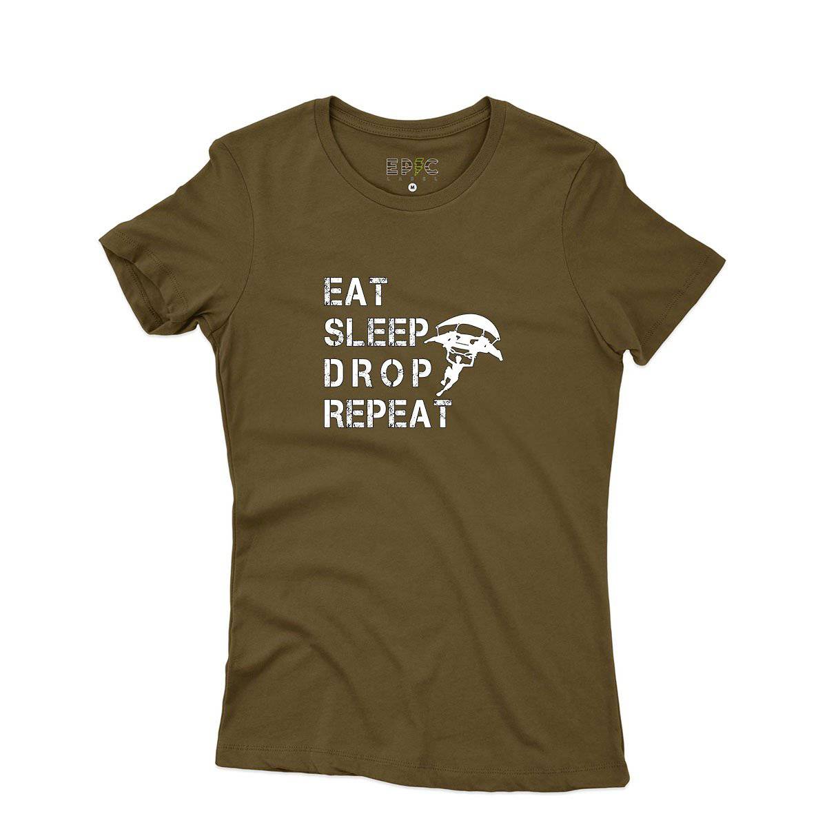 Epic Label Tshirt Eat Sleep Drop Repeat T-Shirt Pour Femme