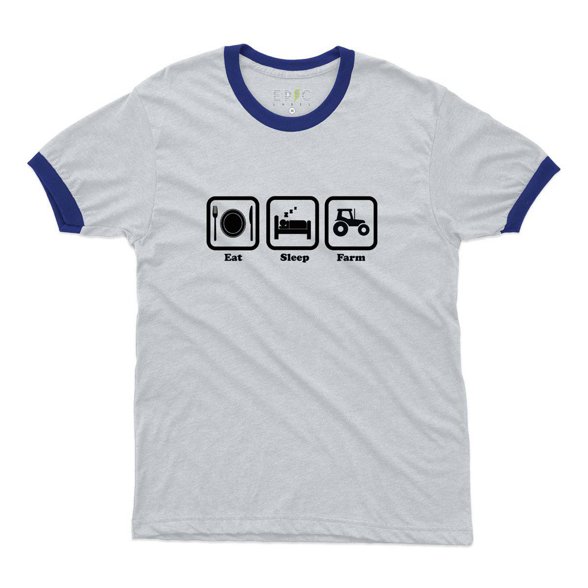 Epic Label Tshirt Eat Sleep Farm Ringer T-Shirt Pour Homme