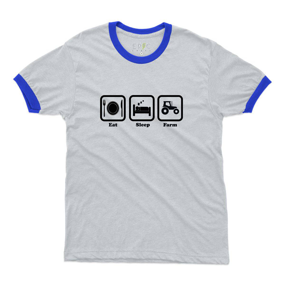 Epic Label Tshirt Eat Sleep Farm Ringer T-Shirt Pour Homme