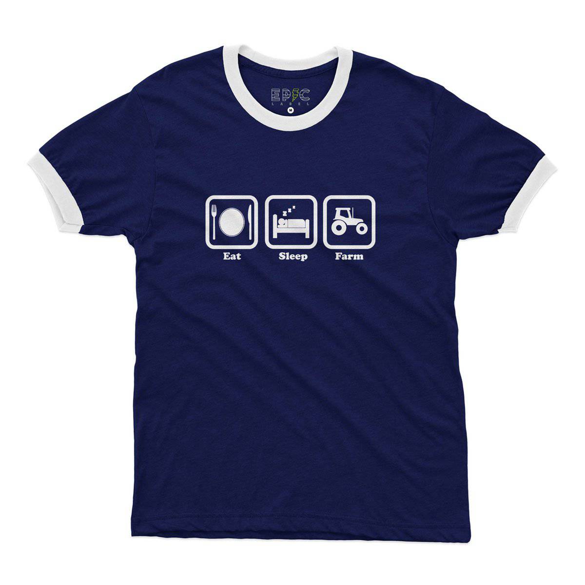 Epic Label Tshirt Eat Sleep Farm Ringer T-Shirt Pour Homme