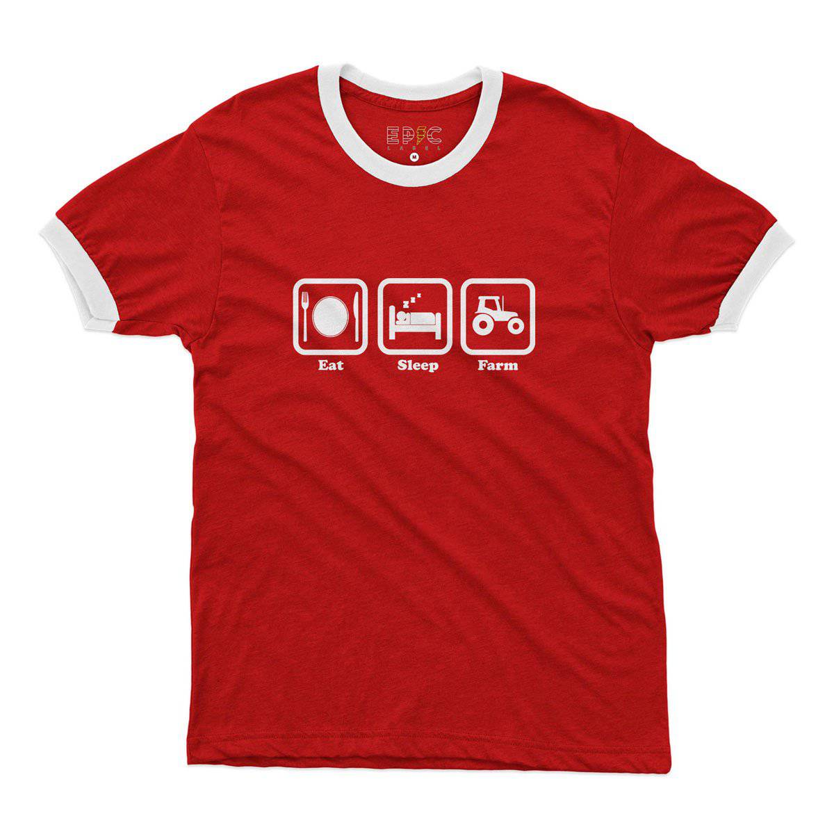 Epic Label Tshirt Eat Sleep Farm Ringer T-Shirt Pour Homme