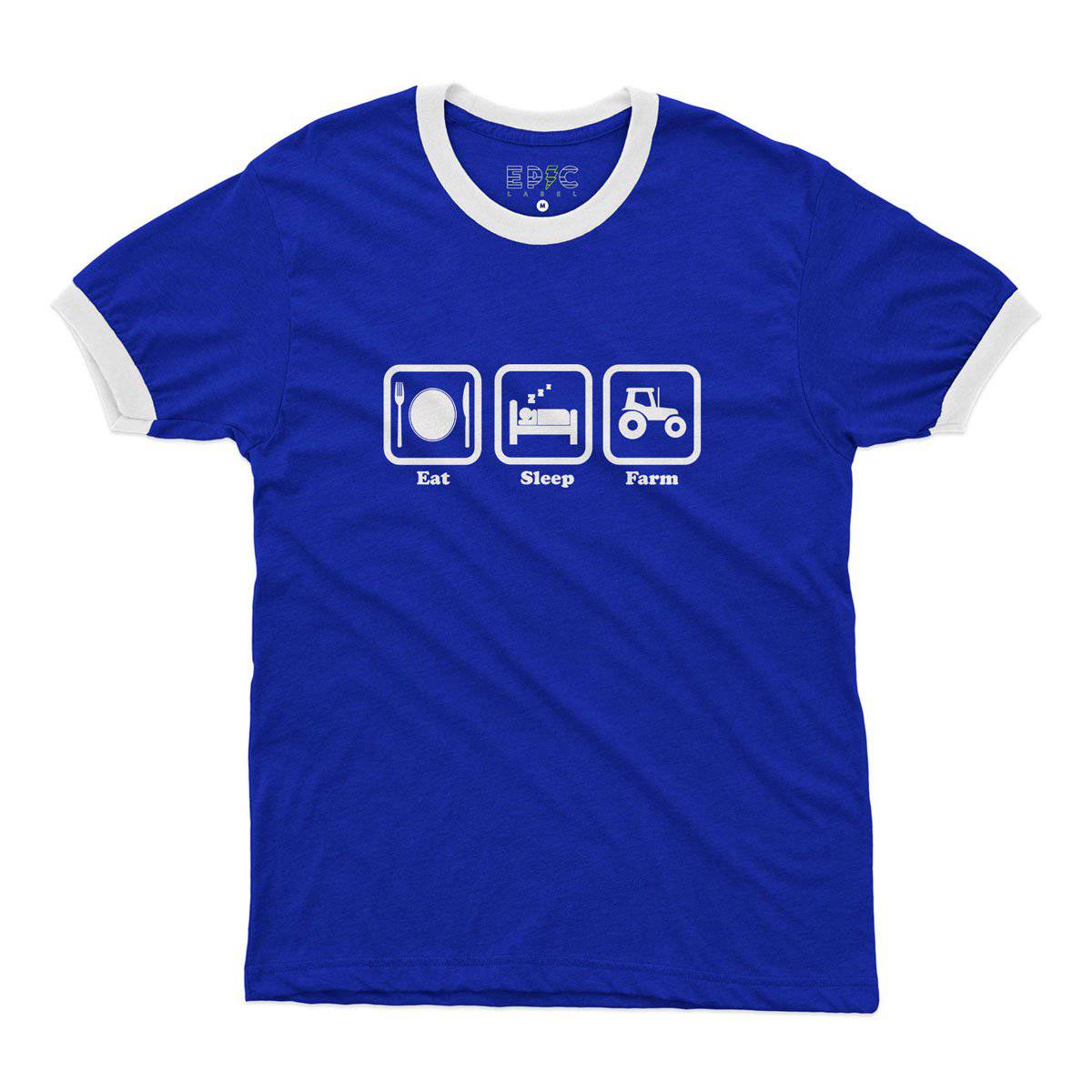Epic Label Tshirt Eat Sleep Farm Ringer T-Shirt Pour Homme