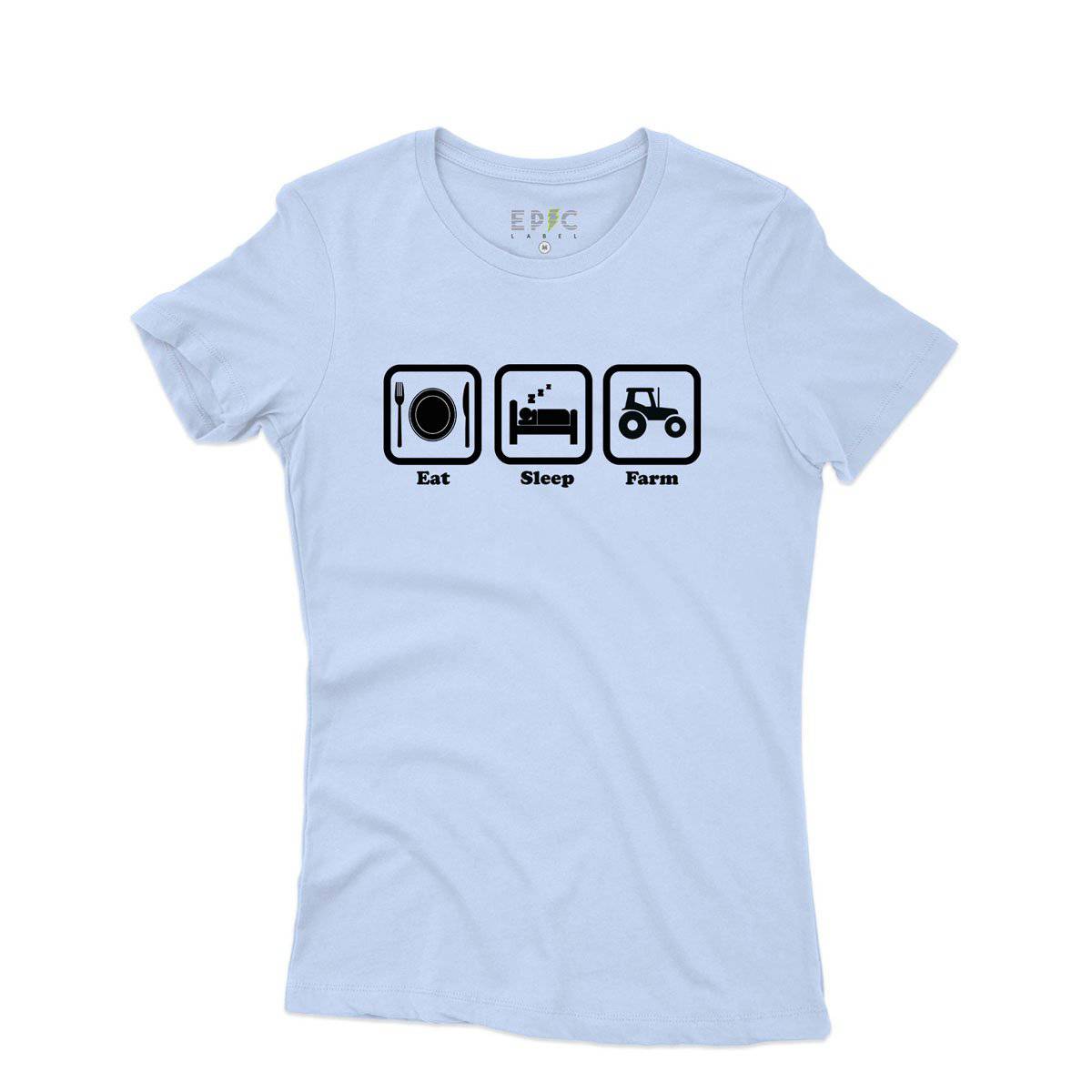 Epic Label Tshirt Eat Sleep Farm T-Shirt Pour Femme