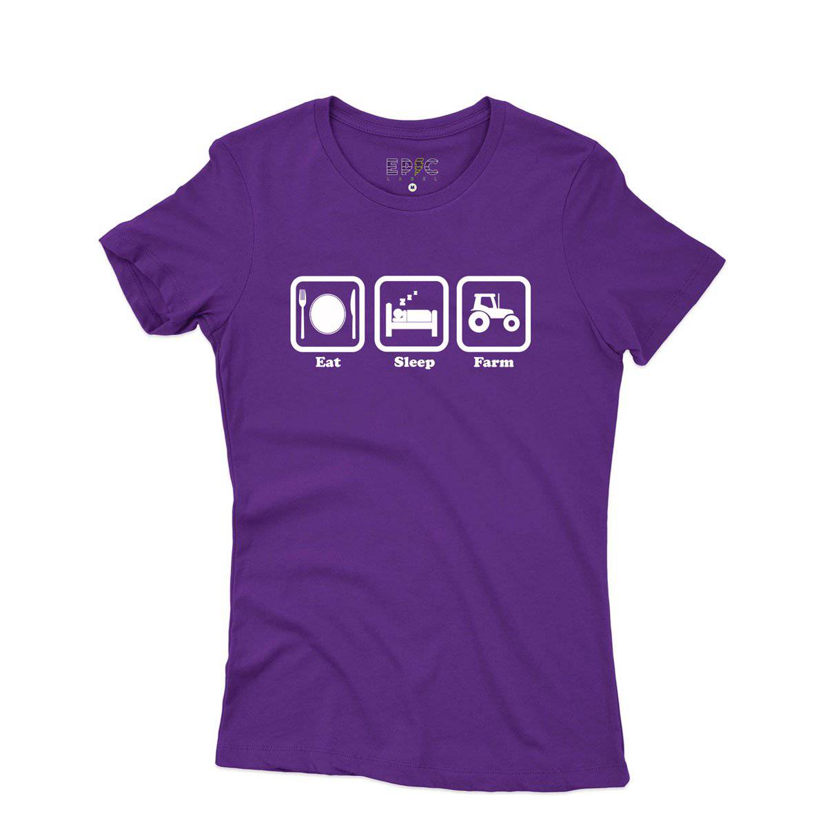 Epic Label Tshirt Eat Sleep Farm T-Shirt Pour Femme