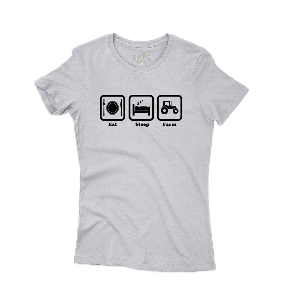 Epic Label Tshirt Eat Sleep Farm T-Shirt Pour Femme