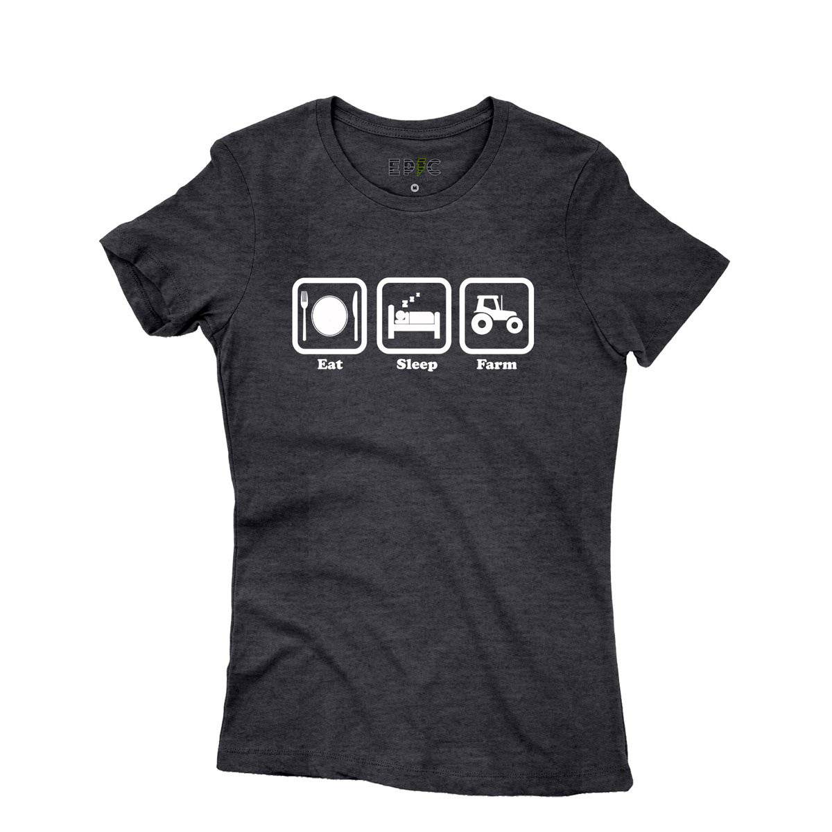 Epic Label Tshirt Eat Sleep Farm T-Shirt Pour Femme