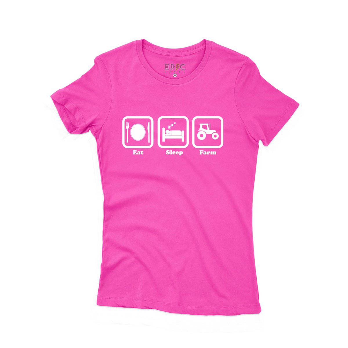 Epic Label Tshirt Eat Sleep Farm T-Shirt Pour Femme
