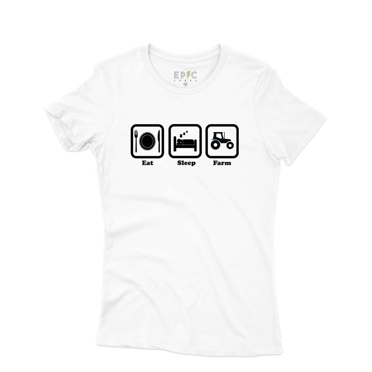 Epic Label Tshirt Eat Sleep Farm T-Shirt Pour Femme