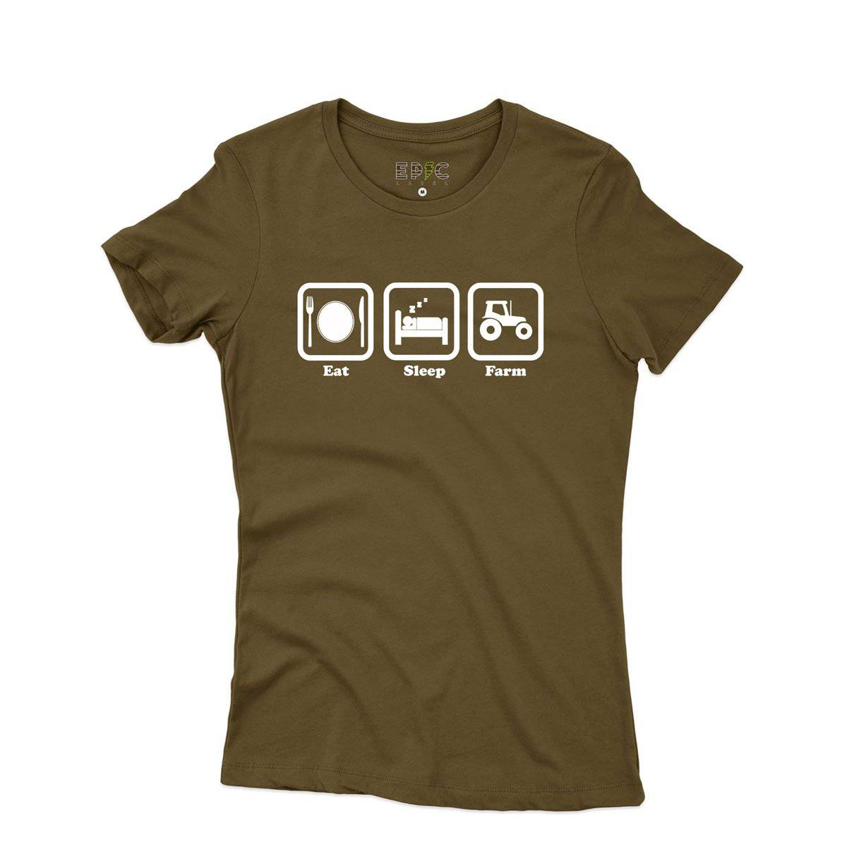Epic Label Tshirt Eat Sleep Farm T-Shirt Pour Femme