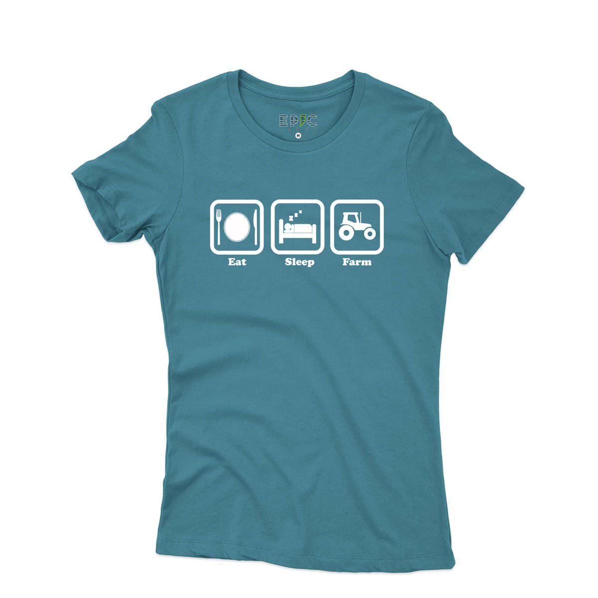 Epic Label Tshirt Eat Sleep Farm T-Shirt Pour Femme