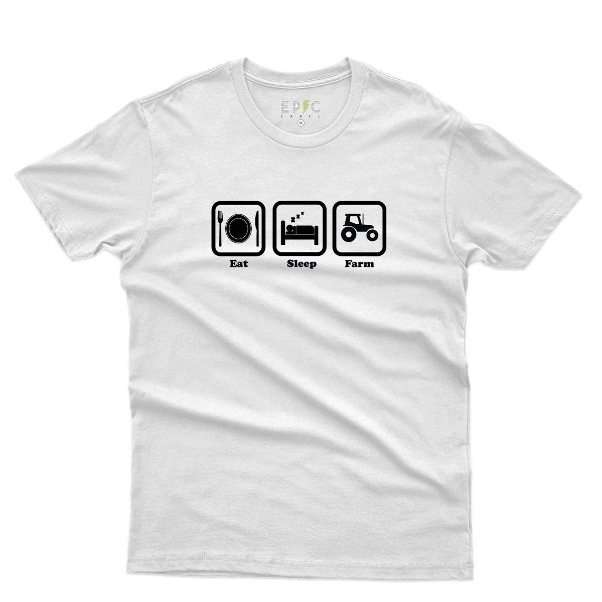 Epic Label Tshirt Eat Sleep Farm T-Shirt Pour Homme