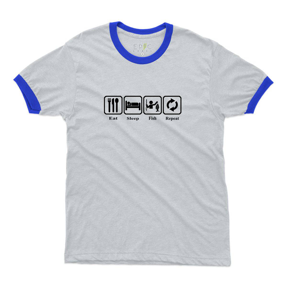 Epic Label Tshirt Eat Sleep Fish Repeat Ringer T-Shirt Pour Homme