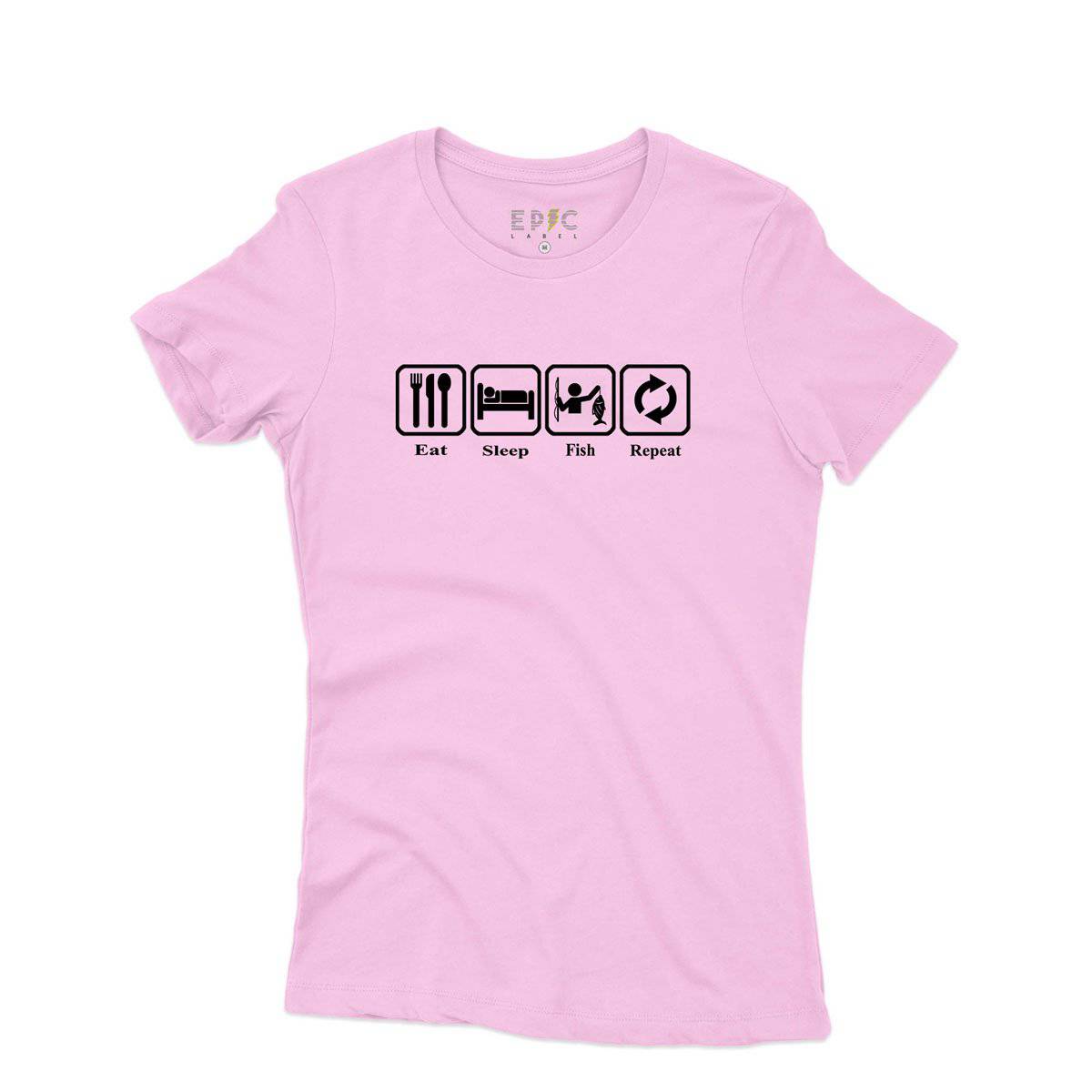 Epic Label Tshirt Eat Sleep Fish Repeat T-Shirt Pour Femme