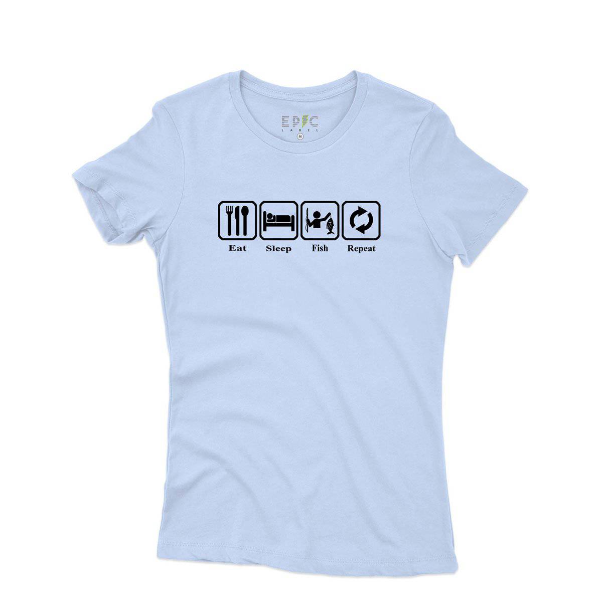 Epic Label Tshirt Eat Sleep Fish Repeat T-Shirt Pour Femme