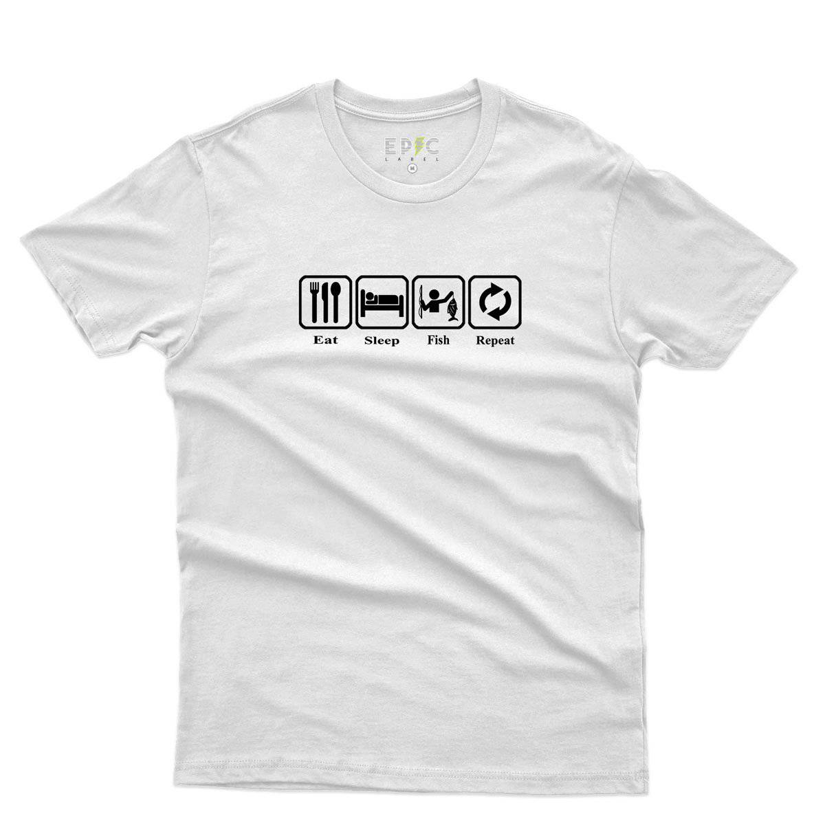 Epic Label Tshirt Eat Sleep Fish Repeat T-Shirt Pour Homme