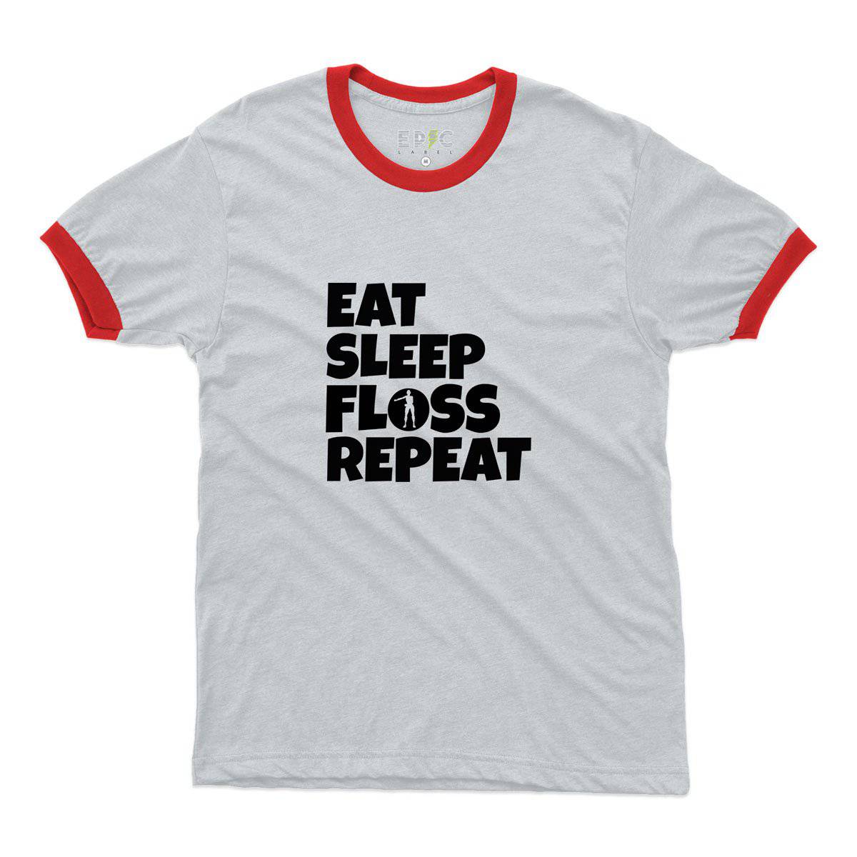 Epic Label Tshirt Eat Sleep Floss Repeat Ringer T-Shirt Pour Homme