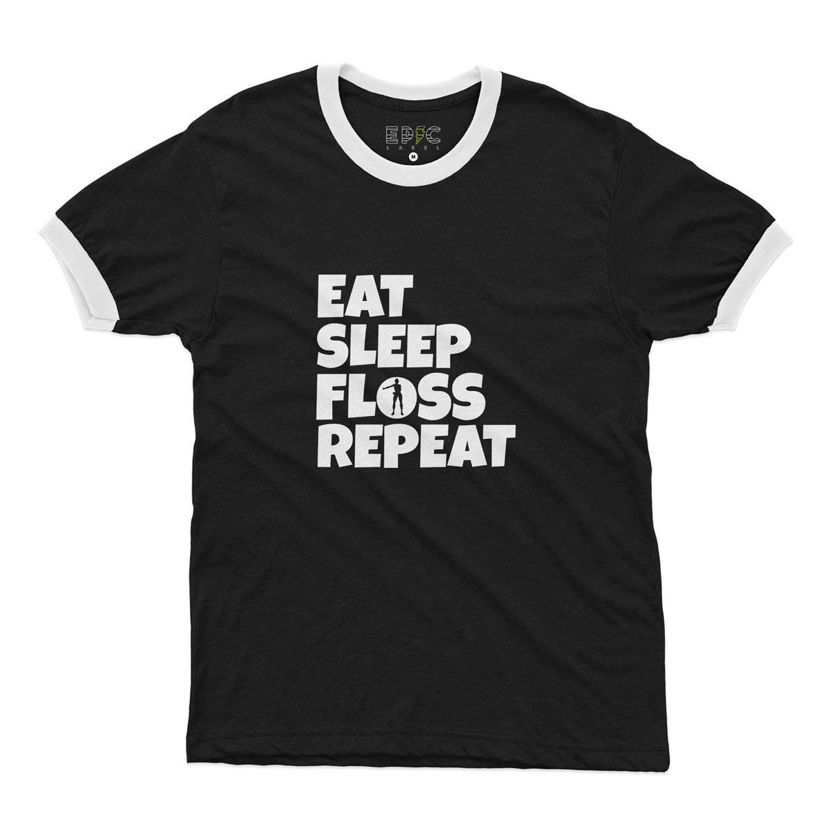 Epic Label Tshirt Eat Sleep Floss Repeat Ringer T-Shirt Pour Homme