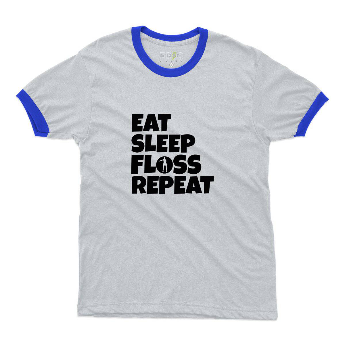 Epic Label Tshirt Eat Sleep Floss Repeat Ringer T-Shirt Pour Homme