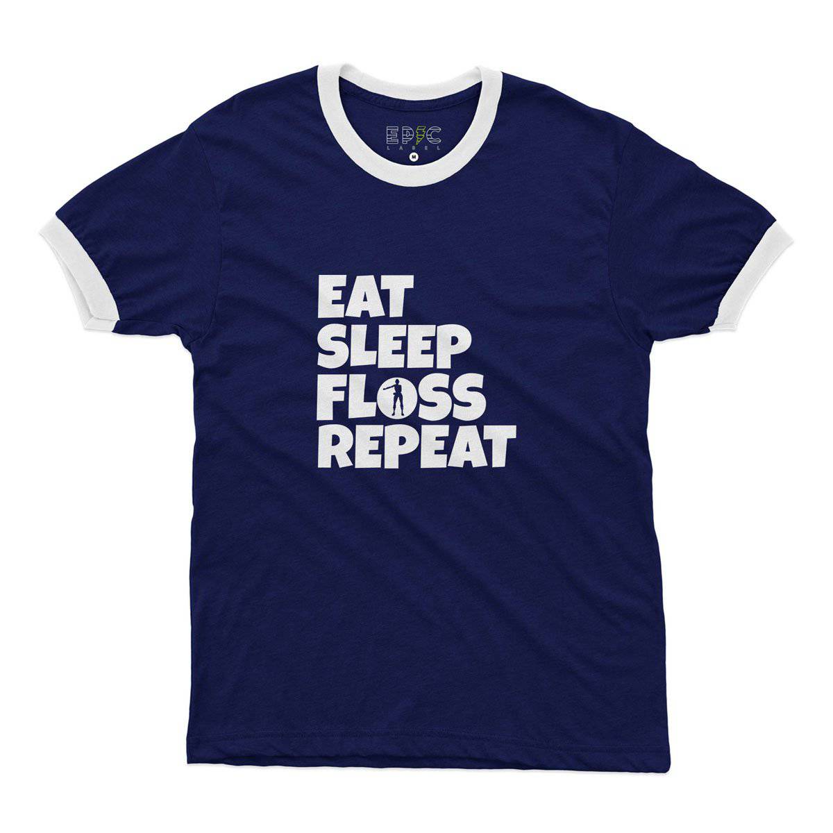 Epic Label Tshirt Eat Sleep Floss Repeat Ringer T-Shirt Pour Homme