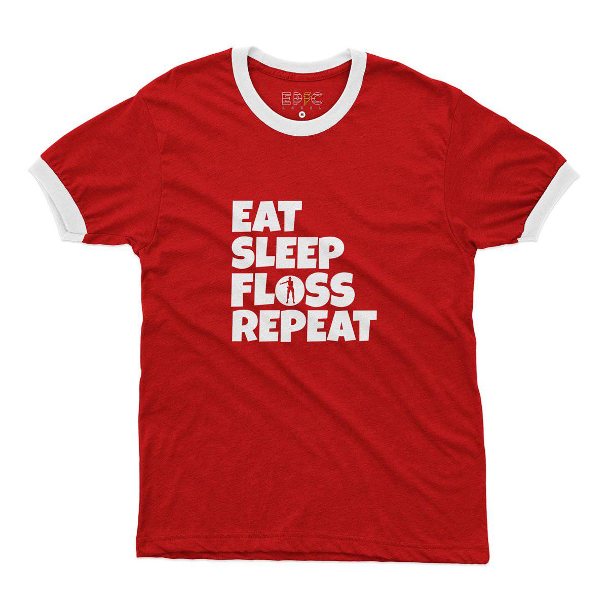 Epic Label Tshirt Eat Sleep Floss Repeat Ringer T-Shirt Pour Homme