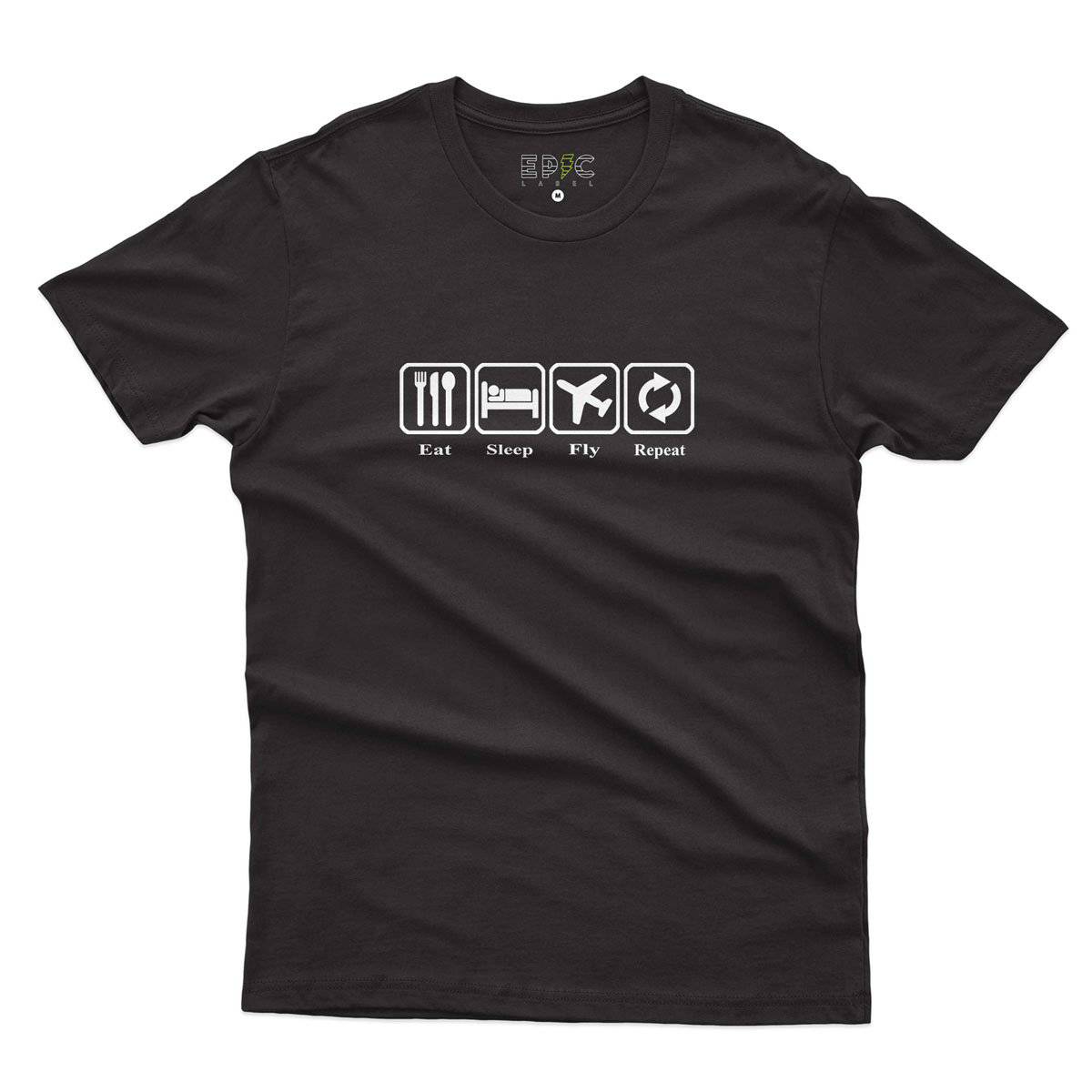 Epic Label Tshirt Eat Sleep Fly Repeat T-Shirt Pour Homme