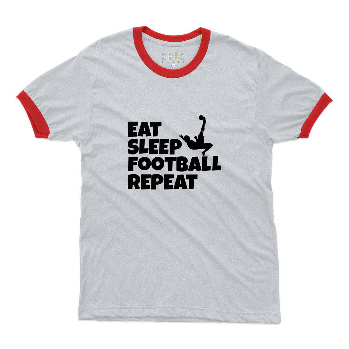 Epic Label Tshirt Eat Sleep Football Repeat Ringer T-Shirt Pour Homme