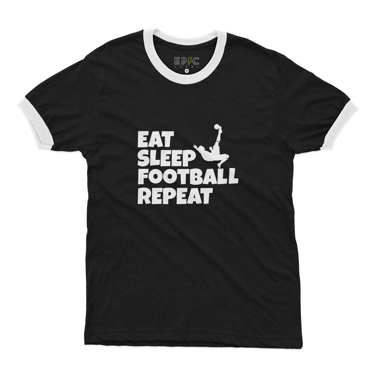 Epic Label Tshirt Eat Sleep Football Repeat Ringer T-Shirt Pour Homme